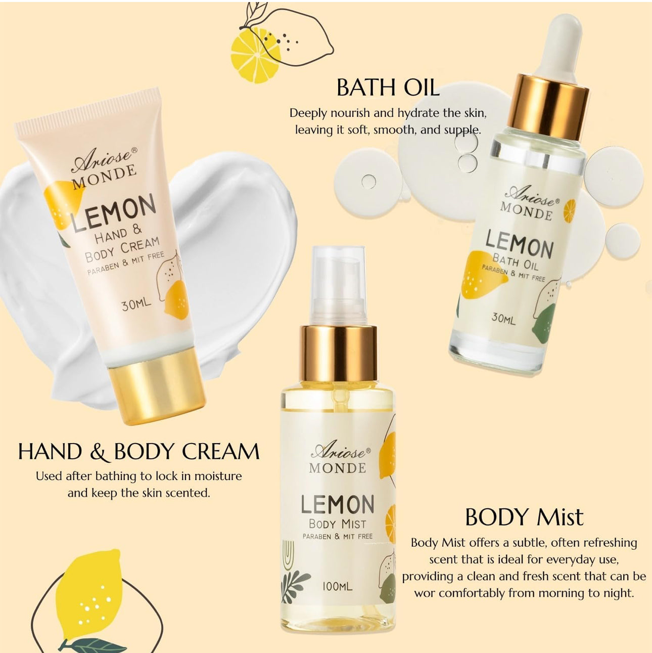 ARIOSE MONDE (LEMON BATH GIFT SET)  6pcs Set
