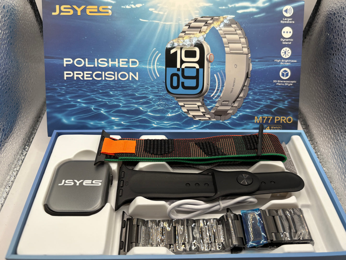 Smart Watches M77 Pro Polished with 4 watch Bands