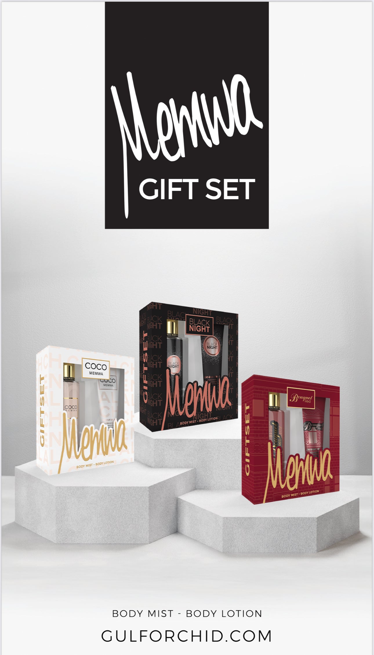 Gulf Orchid - Gift Set - Memwa Very Sexy (236 ML body lotion & 250 ML Body Mist) Rose, Jasmine