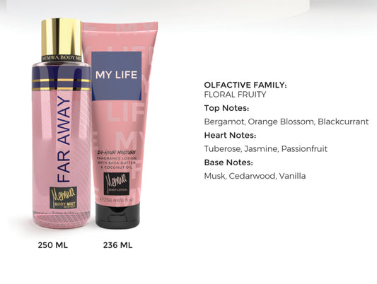 Gulf Orchid - Gift Set - Memwa Far Away (236 ML body lotion & 250 ML Body Mist) Bergamot, Orange Blossom, Blackcurrant